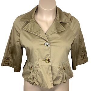 Large Vintage 90s Old Navy Cropped Khaki Beige Dressy Jacket